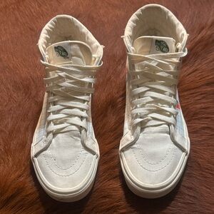 Vans “Save Our Planet” White and Red High-Top Sneakers